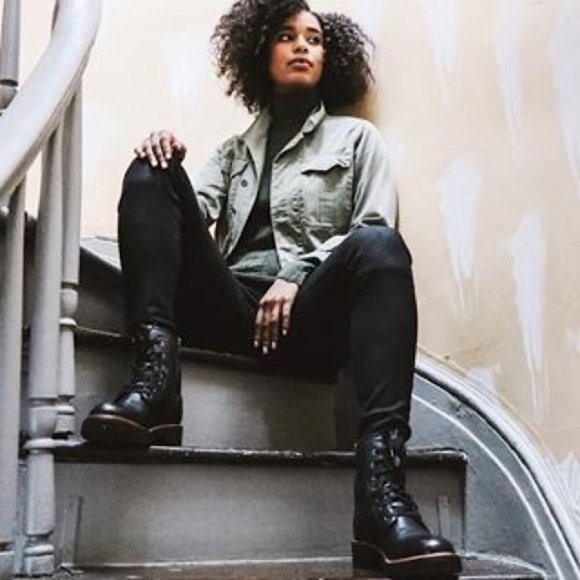 Frye Ella Moto Lace Up Tan Leather Combat Pull On Lace Up Casual Moto Ankle Boot - Picture 5 of 16